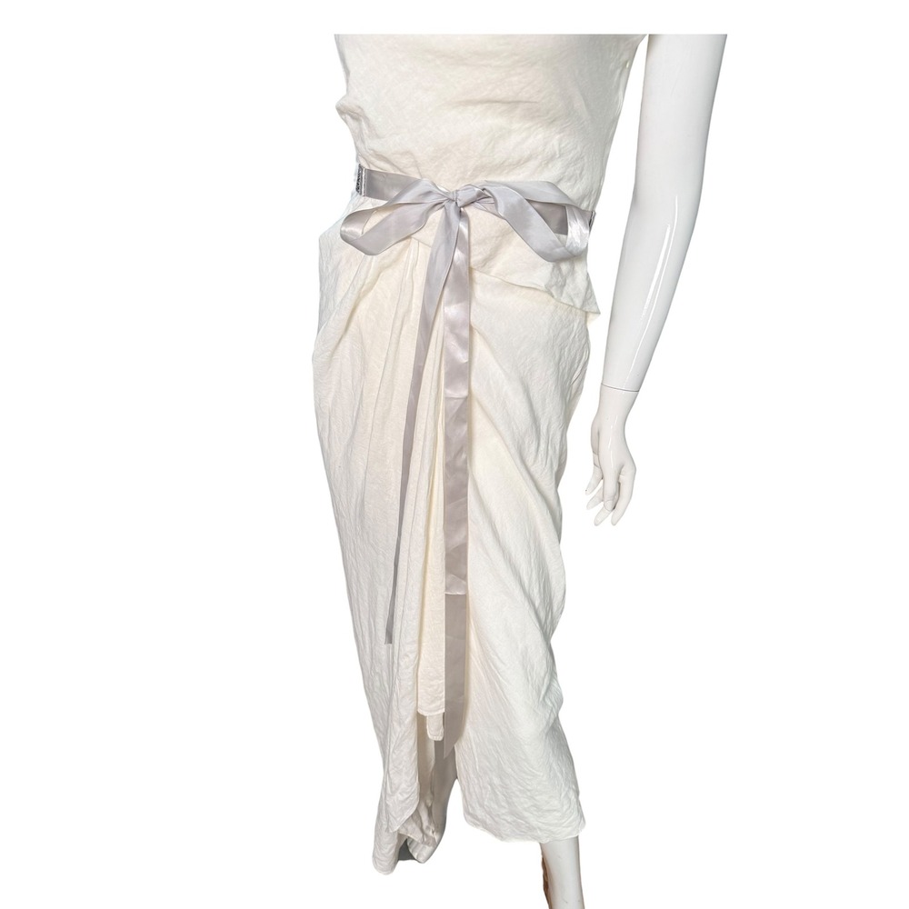 David's Bridal‎ S2035 Silver glitter Embellished Sash ribbon bow Belt OSFM